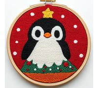 Kit d'aiguilles de poinçonnage pour débutants, kit de broderie créative et mignon pingouin saisonnier, kit de couture pour adultes, kit de poinçonnage pour adultes, décoration festive faite à la main