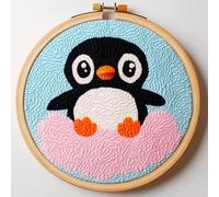 Kit d'aiguilles de poinçonnage pour débutants, kit de broderie pingouin mignon, kit saisonnier, kit de couture de poinçon pour adultes, kits de poinçonnage pour adultes, décoration de vacances