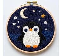 Kit d'aiguilles de poinçonnage pour débutants, kit de broderie pingouin mignon pour débutants, kit de couture pour adultes, kit de poinçonnage pour adultes, design festif fait à la main