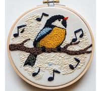 Kit d'aiguilles de poinçonnage pour débutants, petit oiseau sur branche - Kit de couture artistique pour adultes - Kit de bricolage