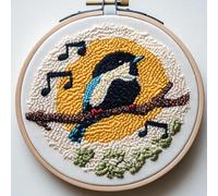 Kit d'aiguilles de poinçonnage pour débutants, petit oiseau sur branche - Kit de couture pour adultes - Kit de bricolage