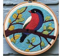 Kit d'aiguilles de poinçonnage pour débutants, petit oiseau sur branche Scénique Decor Kit de couture pour adultes, kits de poinçonnage pour adultes, loisirs créatifs