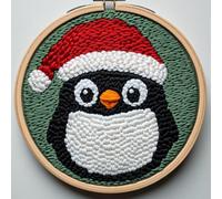 Kit d'aiguilles de poinçonnage pour débutants, projet de broderie pingouin mignon fait à la main, kit de couture pour adultes, kit de poinçonnage pour adultes, activité saisonnière festive
