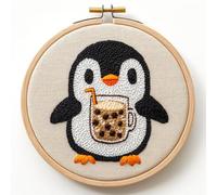 Kit d'aiguilles de poinçonnage pour débutants, projet de broderie pingouin mignon, kit de broderie pour adultes, cadeau de vacances saisonnières