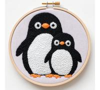 Kit d'aiguilles de poinçonnage pour débutants, projet décoratif de broderie pingouin mignon, kit de couture pour adultes, kit de poinçonnage pour adultes, cadeau saisonnier fait à la main