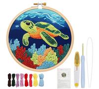 Kit d'aiguilles de punch pour débutants - Kit de broderie tortue - Kit complet de démarrage DIY - Pour décoration de la maison et cadeau