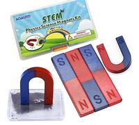 Kit d'aimants pour Enfants en Sciences de la Physique, Comprenant des aimants de Barre éducative/aimants en Fer à Cheval/Poudre magnétique pour Enfants étudiants Enseignants
