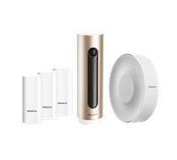 Kit d'alarme intelligent Netatmo avec caméra WiFi intérieure, sirène intérieure intelligente et capteurs intelligents pour portes et fenêtres.