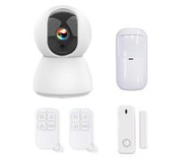Kit d'Alarme sans Fil, Caméra IP 4MP avec Sirène 90 DB, 2 Télécommandes, Détecteurs de Mouvement et d'Ouverture