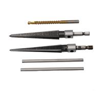 Kit d'alésoir de 3 à 13 mm avec alésoir de 5 à 16 mm et foret de 6 mm, poignée hexagonale en T pour chanfreiner et couper des trous coniques dans le bois, outil en métal à 6 cannelures pour pont