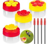 Kit d'alimentation pour colibri avec 4 mangeoires à fleurs portables avec brosses, conçues pour attirer les oiseaux sauvages