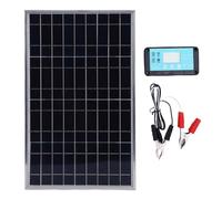 Kit d'alimentation solaire 12 V - Système de démarrage complet hors réseau avec contrôleur de charge onduleur, panneau monocristallin | Pour voiture, VTT, cabine marine, caravane, camping-car