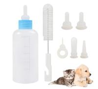 Kit d'allaitement de bouteilles de chaton - Ensemble de mangeoires à 7 pièces avec un joint de sceau de mamelon en silicone, conception du corps à l'épreuve des fuites | Collection compacte de bouteil