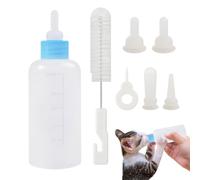 Kit d'allaitement pour animaux de compagnie : bouteille de 60 ml/2 oz | 4 tétines de rechange, brosse pour biberon, ouvre-trous, 3 tétines à débit lent, pour petits animaux | Set complet de A