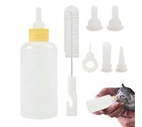 Kit d'allaitement pour animaux de compagnie - Bouteille de 60 ml, 4 tétines de rechange, brosse à biberon, ouvre-trou, 3 tétines à débit lent, mangeoire pour petits animaux | Ensemble d'alimentation c