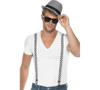 Kit damier chapeau et bretelles Taille Unique G