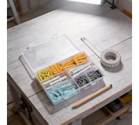 Kit d'ancrage mural autotaraudeuse 300 pièces et vis pour cloison sèche - Acier inoxydable et plastique - Tailles assorties M5/M6/M8 (25-60 mm), entraînement croisé, boîte de rangement organisée