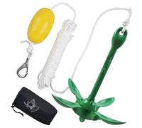 Kit d'ancrage pour Kayak, Petite Ancre de Bateau 1.5KG Système d'ancrage de Bateau Pliable Portable avec 43FT Corde Marine pour Kayak Jet Ski Canoë Paddle Board PWC Bateau à Voile Accessoires de Pêche
