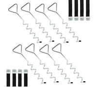 Kit d'ancrage trampoline 12 pcs - 4 piquets de sol 40 cm avec 4 sangles 250 cm - Fixation anti-tempête