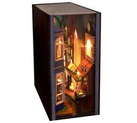 Kit d'angle de livre miniature bricolage, kit d'angle livre bricolage pour adultes - Décoration d'insert de bibliothèque 3D - Serre-livres DIY Tiny House, serre-livres créatifs avec lumière LED