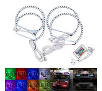 Kit d'anneaux halo en coton 2 x 131 mm et 2 x 146 mm, télécommande Angel Eyes RVB pour BMW E46 A+B sans projecteur 4D, flash 16 couleurs, lot de 4 (A) (131 mm + 146 mm)