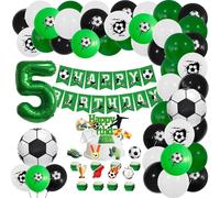 Kit D'anniversaire De Football En Forme De Chiffre 5 Ans - Décoration D'anniversaire - Guirlande De Ballons - Bannière - Grand Ballon En Aluminium - Ballon En Latex - Décoration De Gâteau
