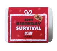 Kit d'anniversaire en étain - Cadeau de poche compact amusant pour 16e, 18e, 30e, 40e, 50e, 60e, 70e, 80e - Cadeau pour homme, femme, ami, famille et collègues (boîte de survie pour 40e anniversaire)