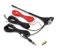 Kit d'antenne radio amplifiée - Antenne radio de voiture - Kit d'antenne radio AM FM - Antenne de toit avec prise SMB/SMA - Adaptateur DIN - Répartiteur d'autoradio amplifié pour camion
