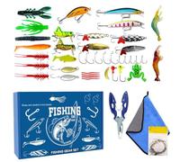 Kit D'Appâts De Pêche - Coffret de Leurres de Pêche Réalistes,Appâts Festifs pour Pêcheur,pour Eau Salée/Douce, Poisson-Chat, Saumon, Doré, Bateau, Lac, Cadeau Papa, Pêcheur