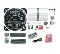Kit d'apprentissage à assembler électronique avec horloge numérique fonctionnelle, capteur de température et base rotative (A)
