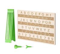 Kit D'Apprentissage Braille - Planche Écriture Braille 4 Lignes 28 Cellules Avec Stylet, Tableau Alphabet Étiqueteur À Doigts, Construction Bois/PVC Pour Élèves Aveugles, Enseignants & École À La Mais