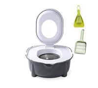 Kit d'apprentissage de la propreté for Chat, Toilettes Portables for Chat avec Bord surélevé Anti-éclaboussures, litière en PP épais for Chats de Petite et Moyenne Taille(Gray)