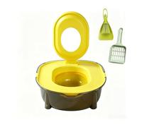 Kit d'apprentissage de la propreté for Chat, Toilettes Portables for Chat avec Bord surélevé Anti-éclaboussures, litière en PP épais for Chats de Petite et Moyenne Taille(Yellow)