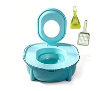 Kit d'apprentissage de la propreté for Chat, Toilettes Portables for Chat avec Bord surélevé Anti-éclaboussures, litière en PP épais for Chats de Petite et Moyenne Taille(Blue)