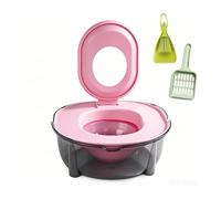 Kit d'apprentissage de la propreté for Chat, Toilettes Portables for Chat avec Bord surélevé Anti-éclaboussures, litière en PP épais for Chats de Petite et Moyenne Taille(Pink)
