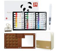 Kit d'aquarelle de Voyage pour Artiste de Poche Comprenant Un Livre de Dessin, Un Stylo, de la Peinture et des Pinces, Palette légère et Portable pour Peinture à l'huile (24 couleurs)