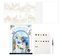 Kit d'aquarelle pour enfants - Papier 17,5 x 12,4 cm | Fournitures de papeterie en papier à colorier pour livre d'eau | Ensemble d'art pour garçons, filles, adolescents, adultes, étudiants, débutants