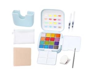 Kit d'aquarelles 16 couleurs Set d'outils de dessin avec étui | Kit d'aquarelles de poche pour débutants, amateurs et artistes, idéal pour le journal, l'étude et les voyages