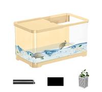 Kit D'aquarium - Petit Aquarium | Kits De Démarrage pour Aquarium avec Pompe À Air | Petit Aquarium De Bureau | Kit Décoratif pour Aquarium d'eau Salée | Aquarium De Poissons Créatif avec Panier pour