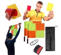 Kit d'arbitre de football avec drapeaux de juge de ligne - Cartes de référence professionnelles de football, sifflet en acier inoxydable, carnet de score et sac de rangement | Ensemble complet pour