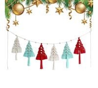 Kit d'arbre de Noël macramé, kit d'arbre de Noël macramé, arbre de Noël avec pompons tressés, élégant décor unique en macramé mural bohème pour Noël, maison