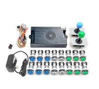 Kit d'arcade 9800 en 1 Pandora Saga Boîte avec boutons LED d'arcade Mame 5 broches 8 voies Joystick Arcade Pandora DX Kit de 4 joueurs pour bricolage à la maison jeu vidéo (bleu et vert)