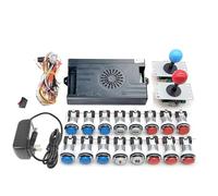 Kit d'arcade 9800 en 1 Pandora Saga Boîte avec boutons LED d'arcade Mame 5 broches 8 voies Joystick Arcade Pandora DX Kit de 4 joueurs pour bricolage à la maison Jeu vidéo (rouge et bleu)
