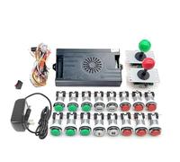 Kit d'arcade 9800 en 1 Pandora Saga Boîte avec boutons LED d'arcade Mame 5 broches 8 voies Joystick Arcade Pandora DX Kit de 4 joueurs pour bricolage à la maison jeu vidéo (rouge et vert)