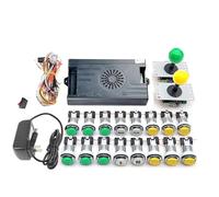 Kit d'arcade 9800 en 1 Pandora Saga Boîte avec boutons LED d'arcade Mame 5 broches 8 voies Joystick Arcade Pandora DX Kit de 4 joueurs Jeu pour bricolage jeux vidéo à la maison (jaune et vert)