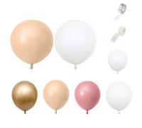 Kit d'arche 105 pièces Ballons en latex beige et maca blanc doré avec accessoires pour ballons pour mariage