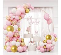 Kit d'Arche Ballon Rose et Doré et Blanc (128Pcs), Ballon or Rose Pour Mariage Anniversaire Fête de Fille Baby Shower Décorations