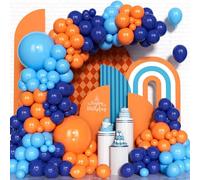 Kit d'Arche Ballons Bleu Et Orange, 125Pcs Bleu Marine Orange Kit d'Arche Ballons, Ballon Bleu Ciel En Latex Pour Décoration d'Anniversaire Sur Le Thème l'Espace, Mariage Fête Prénatale Décoration