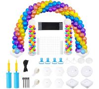 Kit d'arche de ballons, avec 2 supports de colonnes de ballons, supports de ballons stables réglables pour le sol avec sacs d'eau, support de guirlande de ballons pour mariages, anniversaires,