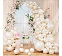 Kit d'arche de ballons blancs nacrés à double couche - 83 ballons blancs nacrés (45,7/30,5/25,4/12,7 cm) avec autocollants en perles, chaînes pour anniversaire, mariage, fête prénatale, décorations de